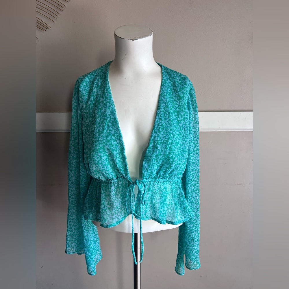 Wild Fable Teal Floral Blouse